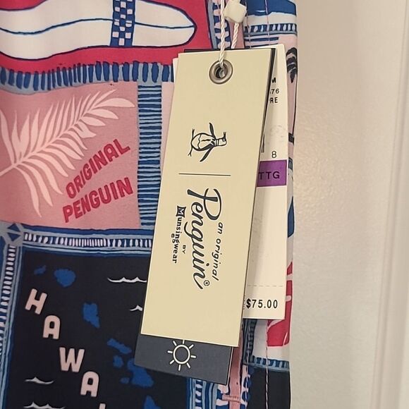 Penguin Drawstring Colorful Surfboard Print Swim Shorts Size XXL - Picture 7 of 12